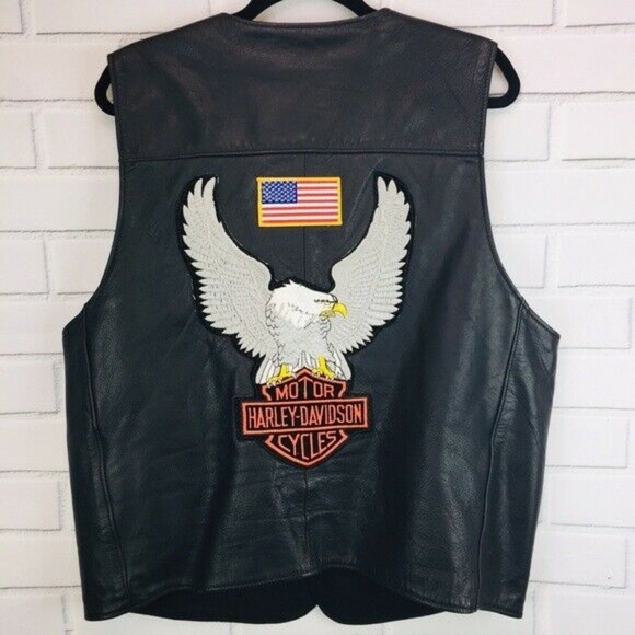 Harley Davidson Vest Leather Biker Pins Patches - Picture 3 of 6